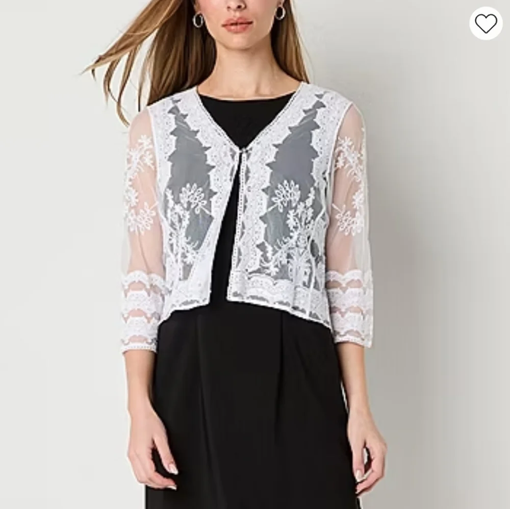 NWT Rabbit Rabbit Rabbit Design Sheer Lace Shrug Top Size M - Picture 12 of 13